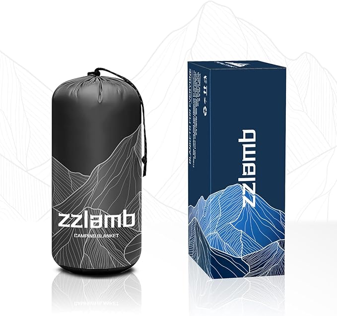 zzlamb Camping Blanket for Cold Weather,Outdoor Puffy Blanket Portable Down Alternative,Windproof Warm Cloak with Snaps,Cozy Quilt Backpacking Picnic RV Travel Plane Car Hammock Beach Climbing