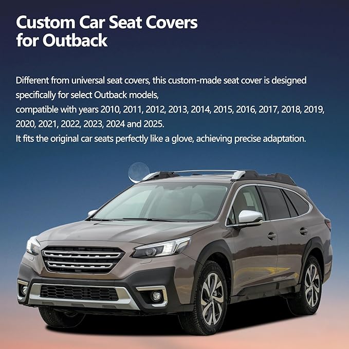 Fit Outback Car Seat Covers for Subaru Outback 2010-2024 2025 2026 - Upgraded Premium Waterproof & Breathable Leather, Airbag Compatible, All-Weather Seat Cushion Protector (2 Front/Black+Red)
