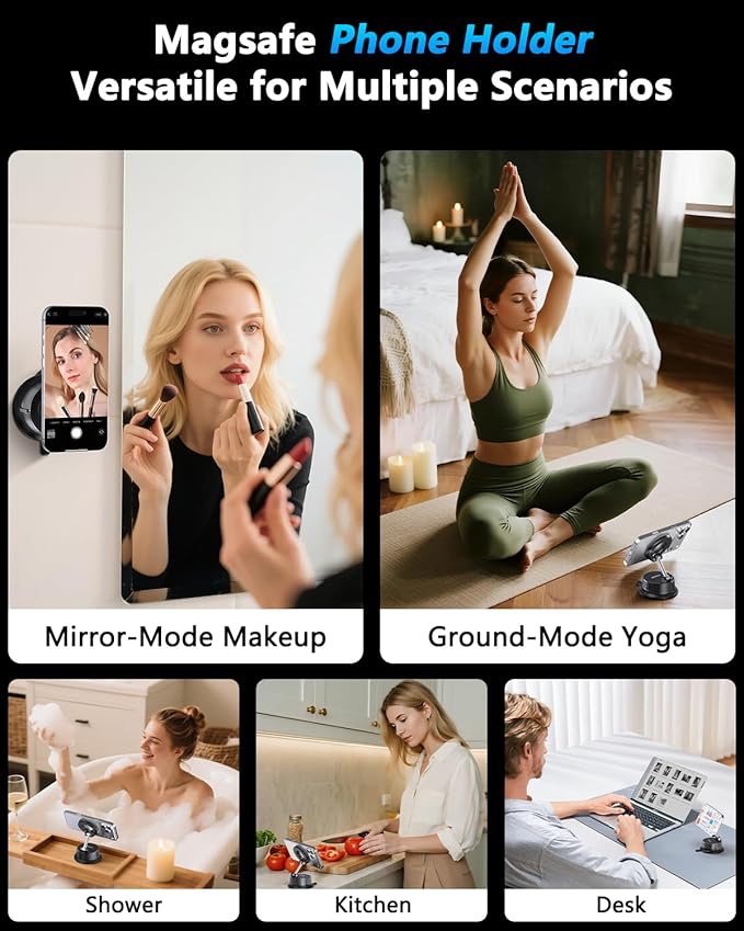 Magnetic Phone Holders for Your Car [89+LBS Suction & 3200gf Magnetic] Magsafe Car Phone Mount, Vacuum Suction Cup Car Mount for iPhone 17 Pro Max Mens Gifts for Birthday Anniversary Father Day