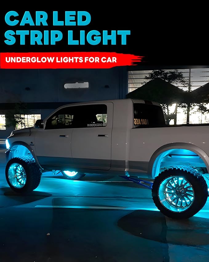 12V Led Light Strip Connectable 24Inch ICE Blue Led Strip Lights for Car Underglow Kit Golf Cart Motorcycle Boat Cabinet Waterproof Led Light Strip,4Pack