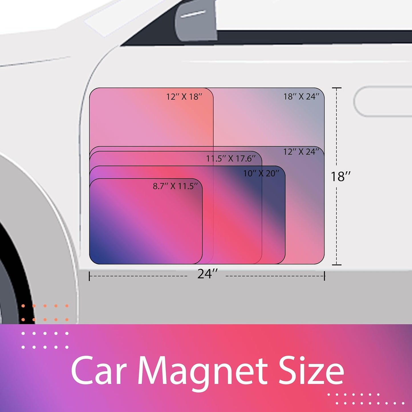 Custom Car Magnet for Business 2 Pack | Personalized Logo, Text, and Image Reflective Magnetic Signs for Vehicles | Effective Advertising Signs | Various Size | Weather-Resistant - 24x48in