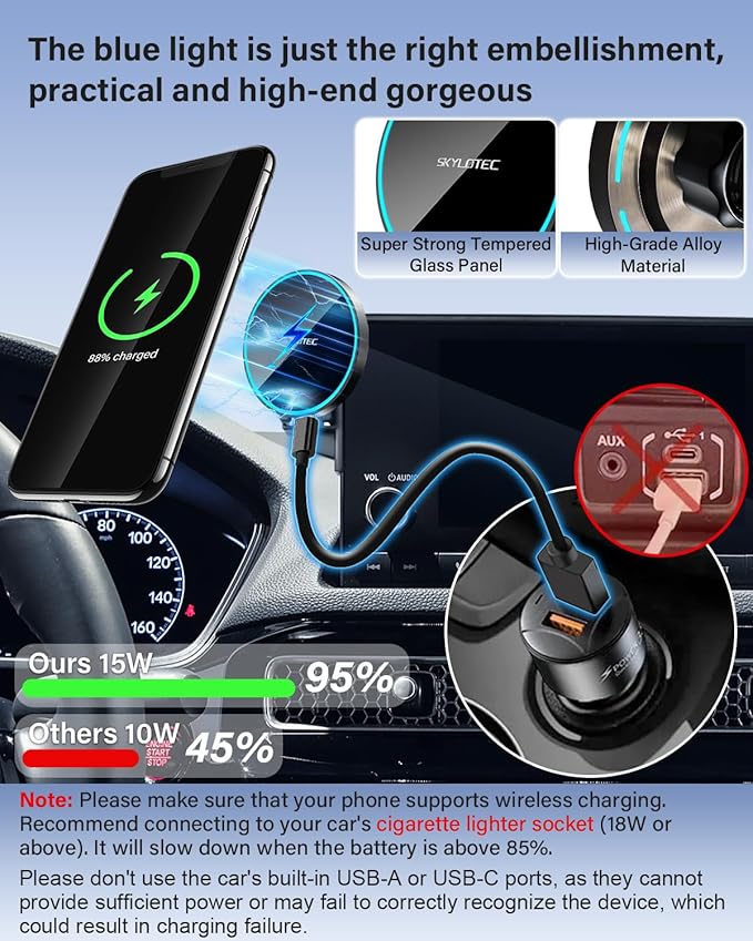 Phone Mount for BMW X5 2014-2018 / X6 2015-2019 Accessories 10.2-Inch Screen Fixed Clip, Car Magnetic Phone Holder Compatible with MagSafe, Strong Magnets 15W Wireless Charger Cell Phone Base