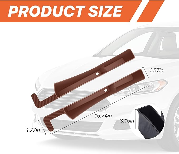 2PCS Car Seat Gap Filler, Anti-Drop Vehicle Console Crevice Blocker with 2 Storage Areas, Seat Side Seam Organizer Plug from Droping, Universal Automotive Interior Accessories (Brown)