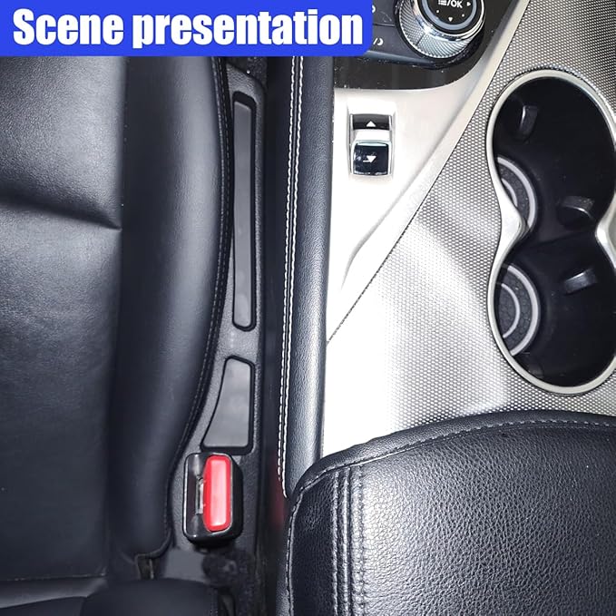 2PCS Car Seat Gap Filler Organizer, Car Center Console Side Plug with Storage Slot Prevent Falling, Multifunctional Vehicle Interior Phone Holder Accessories for Cars, Trucks, SUVs (Black)