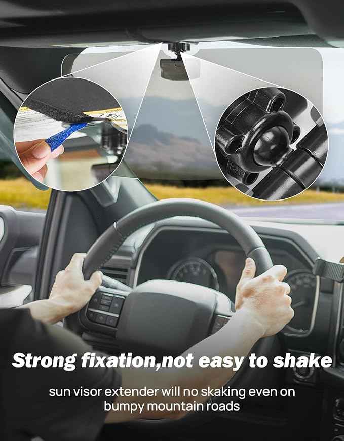 JOYTUTUS Sun Visor for Pickup Truck, 2 Pack Polarized Sun Visor Extender for Truck, Universal UV400 Car Visor Extension Anti-Glare Easy to Install, Protect from Glare/UV Ray/Stray Light