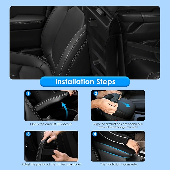 2023-2025 2026 Pilot Center Console Cover for Honda Pilot (LX/Sport/EX-L/TrailSport/Touring/Elite/Black Edition), with Side Pockets, Leather Cushion Armrest Cover 2025 Pilot Accessories -Padded