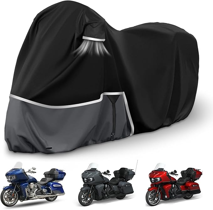 Waterproof Motorcycle Cover Replace for Indian Roadmaster/Pursuit, 420D Oxford Cloth Customized Motorcycle Cover for Snow Rain Dust Protection (Roadmaster)