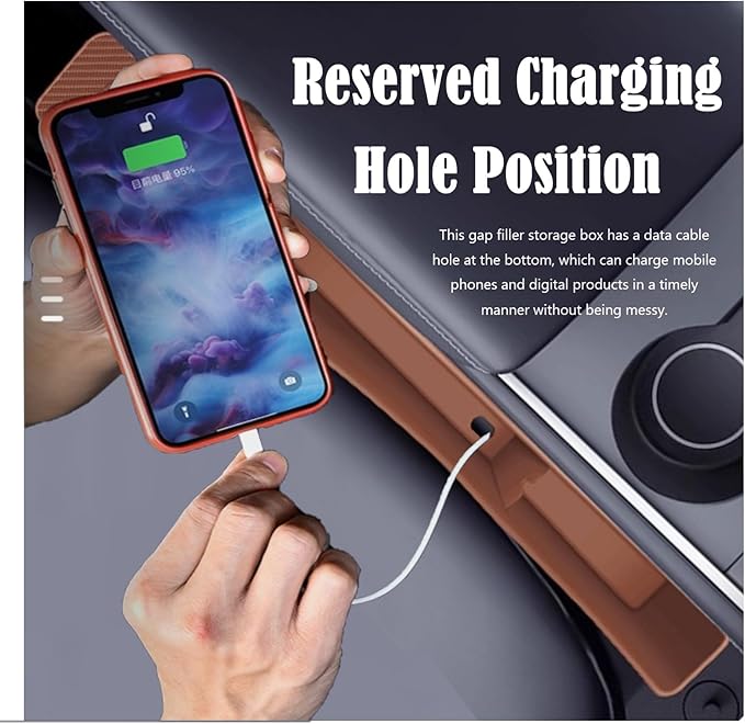 Seat Gap Storage Box for Your Car,Trucks, Auto Seat Gap Filler Organizer 2 Pack, Fill the Gap Space Between the Console and Side Seats, Universal Car Accessories Gap Storage Organizer, Brown