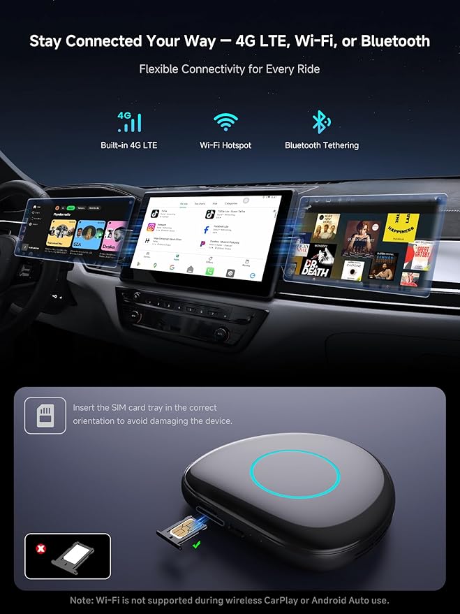Magic AI Box, Wireless CarPlay/Android Auto Adapter, Car Video Box Supports for Netflix/YouTube/TikTok/TF Card, DriveChat AI Smart Box with GPS/Dual Bluetooth