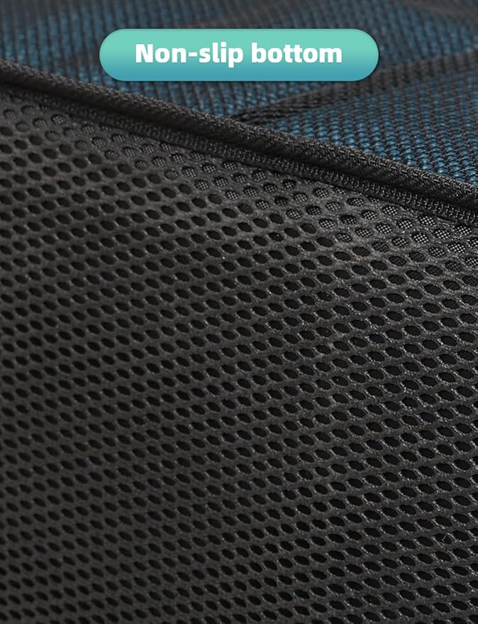 YOHOOLYO Car Seat Organizer Backseat Car Organizer with 4 Compartments, 4 Cup Holders and 7 Mesh Pockets for Front and Rear Seat, Blue