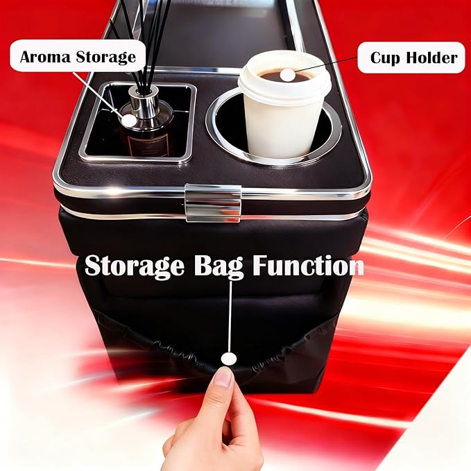 Truck Center Console Organizer Between Seat for Minivans, SUVs, Middle Van Bench Organizer for Floor Between The Back Seat Console 18 Wheelers with Sliding Lid Design