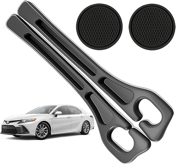 Car Seat Gap Filler Organizer Compatible with Toyota Camry Accessories Seat Gap Plug Blocker with Storage Slot Non-Slip Car Cup Holder Coaster Black