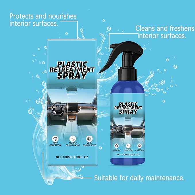 Plastic Restorer for Cars, Car Trim Restorer, Auto Detailing for Refreshing Faded Plastic, Leather, Vinyl and Rubber Trim with Polish, Long Lasting Care (3Pcs)