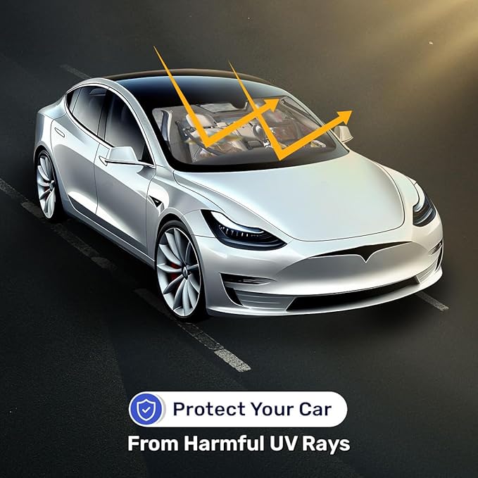 GENANY Windshield Sun Shade for Electric Vehicle (59x37 inches), Sun Shade Windshield, Shades for Front Windows, Sunshade for Car Windshield, Xmas Auto Gift, Car Decor