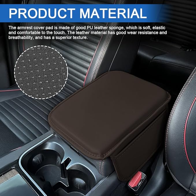 Leopard Cheetah Print African Animal Hunting Auto Center Console Armrest Pad, Car Center Console Cover, Auto Accessories Soft Comfort Armrest Cover Cushion Mat Fit for Most Cars (Mocha Brown)