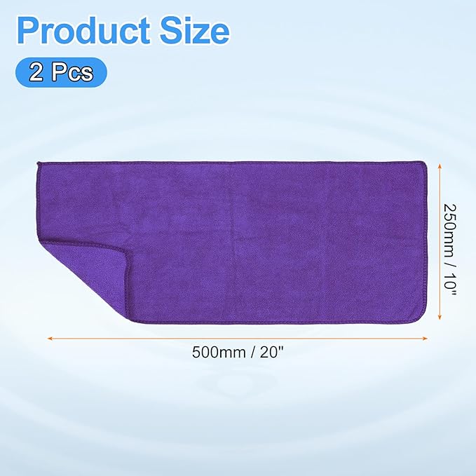 HARFINGTON 2 Pack Microfiber Cleaning Cloth, 20" x 10" Multi-Functional Cleaning Towels Reusable Absorbent Rags for Car Wash Kitchen Household Window Clean, Purple