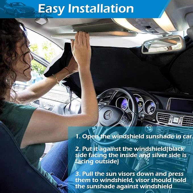Custom Car Windshield Sun Shade, Personalized Foldable Front Window Sun Visor Protector Shield with Your Customized Photo Text Logo Design, Fits Most Sedans, SUVs, Vans, MPV, Trucks (X-Large)