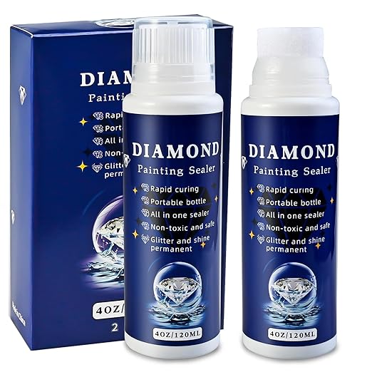 2pcs Diamond Painting Sealer Protectant Brightener(120ml*2), Diamond Art Painting Accessories Glue, Diamond Art Glue Sealer Supplies Clear Finish Permanent Hold & Shine Effect (8OZ)
