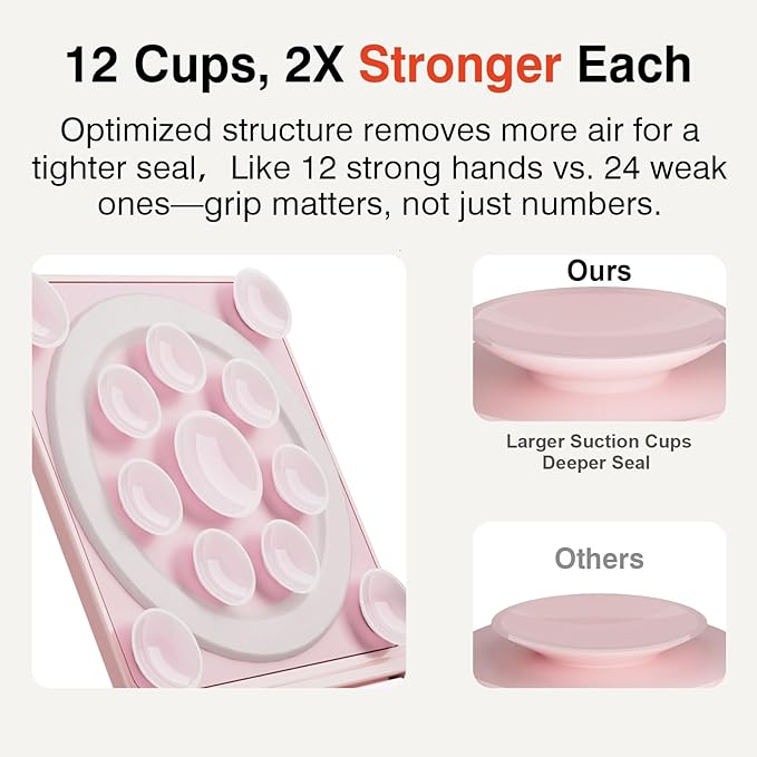 SEMBO Silicone Suction Phone Case Adhesive Sticky Grip Stand with Mag-Back for MagSafe Car/Wall Mounts, Strong Magnetic Holder for Fridge, Gym Equipment, Shower, Hands-Free Selfie (Pink, Adhesive)