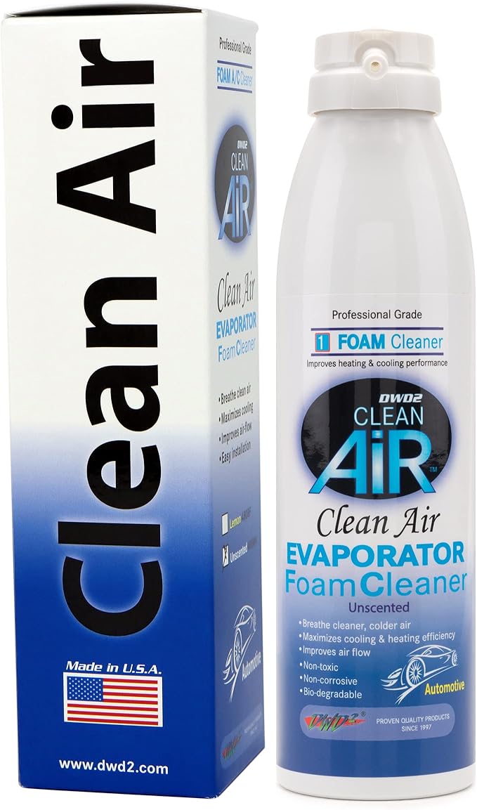 DWD2 Clean AIR® Premium Foaming Automotive Evaporator Coil Cleaner (Unscented) - Renew Your Air Conditioner and Enjoy a Comfortable Driving Experience Today (8.oz)