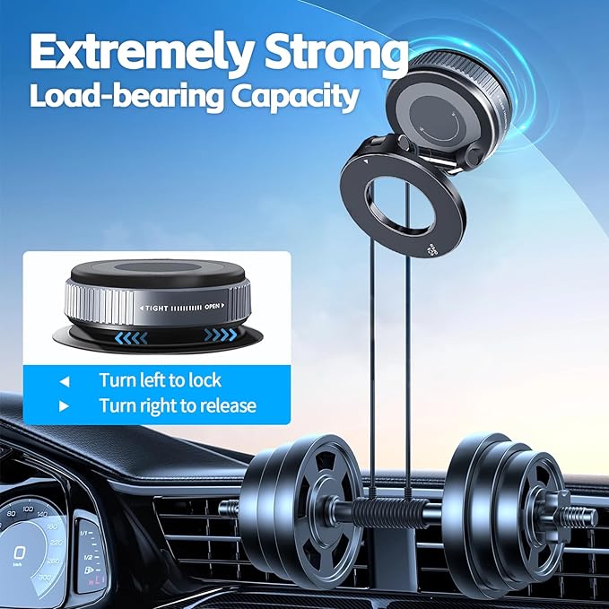 Upgraded 360°Vacuum Magnetic Phone Holder，Car Phone Mount，Suction Cup Car Phone Mount for Magsafe, Adjustable Magnetic Phone Stand Compatible with iPhone 16 Pro Max