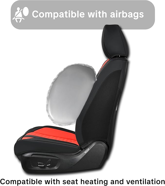 Red Car Seat Covers for Ford Bronco Sport 2021-2025 Car Seat Cover, Premium Leather, 5 Seats Full Set, Waterproof, with Lumbar Support, Protect and Upgrade Seats