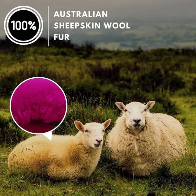 Andalus Brands Luxury Fluffy Car Steering Wheel Covers – Genuine Merino Sheepskin, Soft Fuzzy Car Steering Wheel Cover for Women, Universal 14.5-15" Size, Plush Fur Cute Auto Accessories, Hot Pink