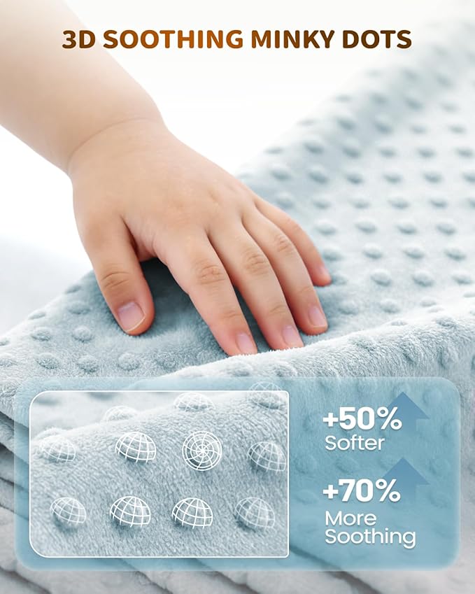 Memory Foam Kids Travel Pillow, Car Pillow for Kids, H-Shape Car Pillows for Sleeping, Removable Pillowcase, Adjustable, Velvet Dots, Blue
