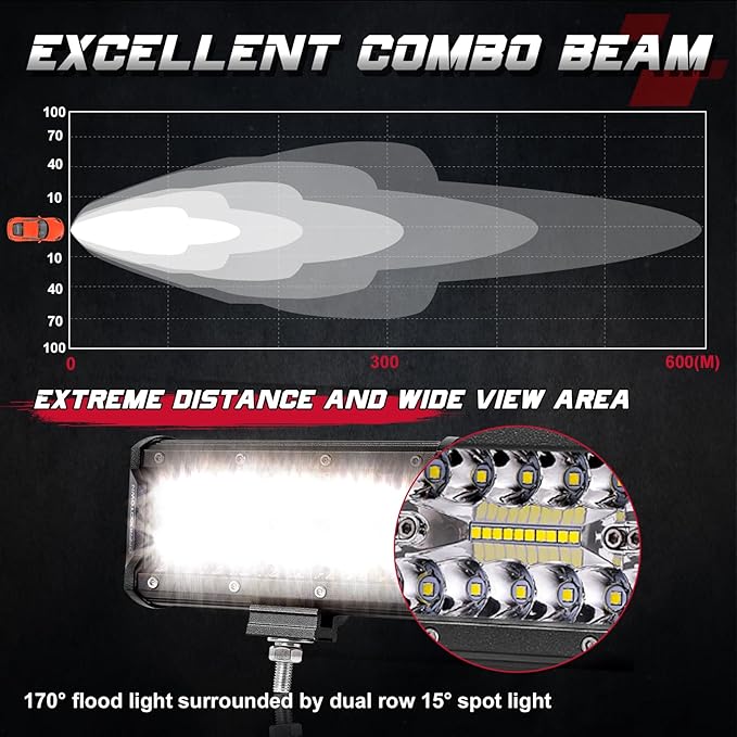 LED Pods, OFFROADTOWN 2pcs 6inch 240W LED Light Bar Off Road Driving Lights LED Work Light Spot Flood Combo Fog Light Waterproof Cubes for Truck Boat Pickup UTV ATV Marine Motorcycle