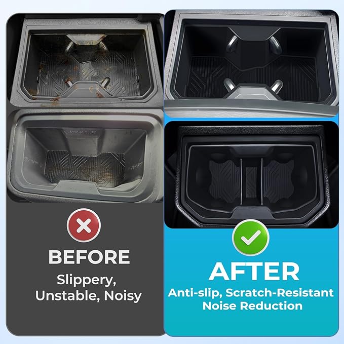 Center Console Cup Holder Inserts for Toyota Tacoma 2026 2025 2024, Silicone Front & Rear Cup Holder Liners Interior Accessories Cup Holders Covers Protector for 2024-2026 Tacoma, Black