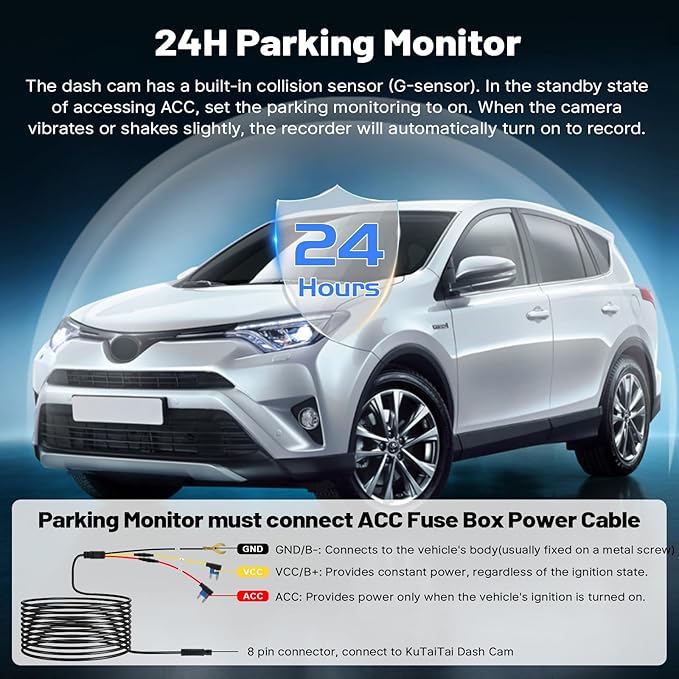 Front 4K & Rear 1080P Dash Cam for Toyota RAV4 2022 2023 2024 2025 2026 LE Limited SE Adventure XLE Premium XSE (Model B) with Vent Hole, OEM Look, WiFi&APP, G-Sensor, Loop Recording, 128GB Card