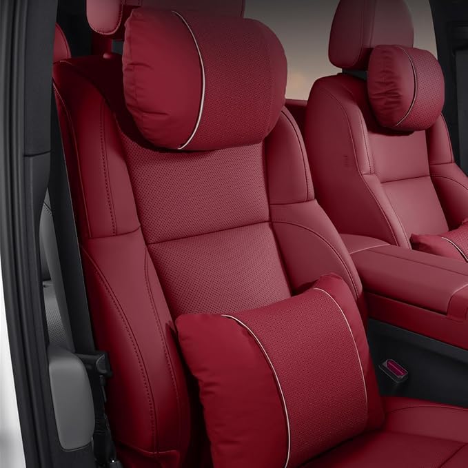 Car Headrest & Lumbar Support Set,Premium Skin-Feeling Napa Leather Soft and Comfortable Headrest,Car Seat Headrest Pillow Waist Support Car Interior Accessories for Driving Home Office
