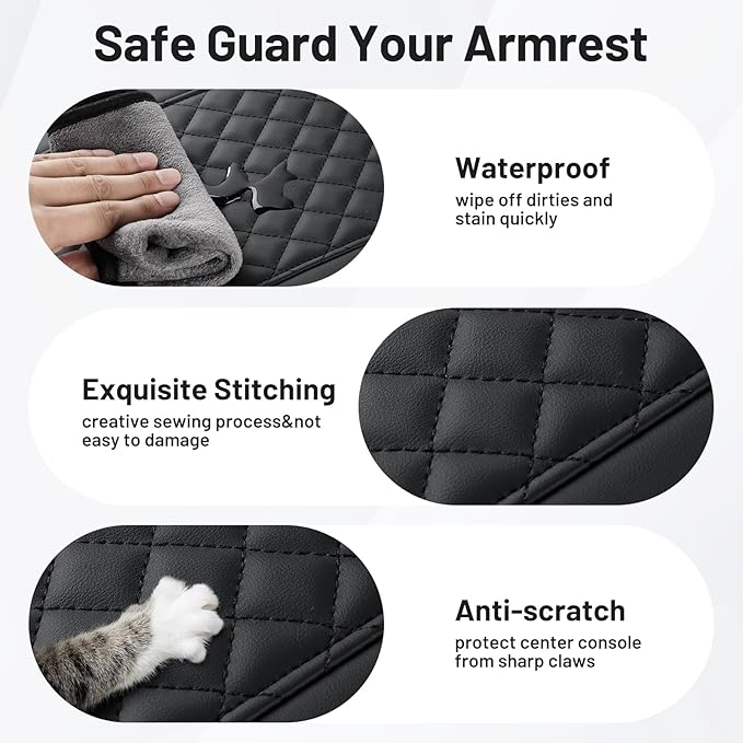 Autorder Center Console Cover for 2019-2026 Chevy Silverado/GMC Sierra Accessories, Tahoe&Suburban&Yukon 2021-2026, Armrest Cover Leather Middle Console Covers Anti-Scratch(Bucket Seat Only)