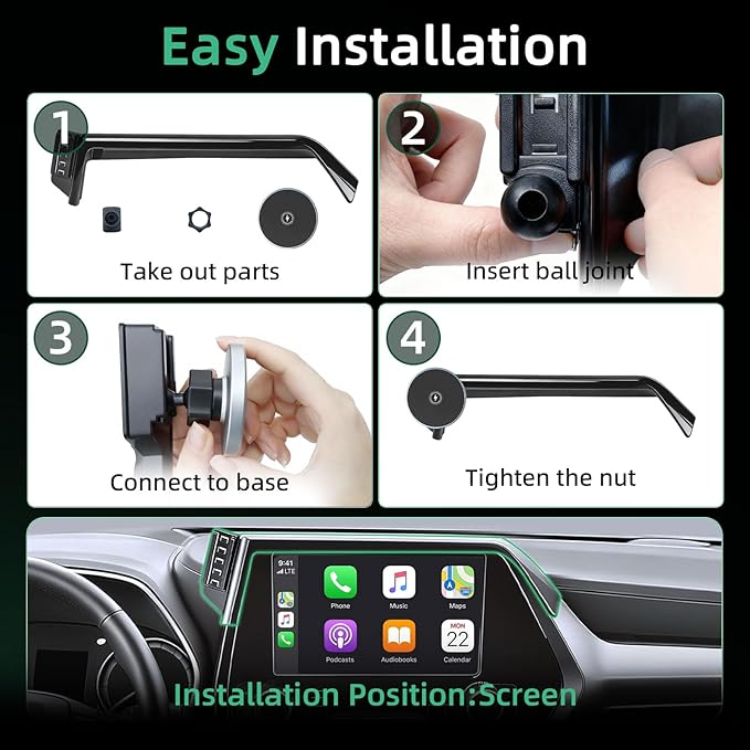 Phone Mount for Toyota Highlander (2020-2024 2025, 8 Inch), Mag Safe Car Mount Charger, Magnetic Phone Holder, 15W Wireless Charging, 360° & Hands Free, 2021 2022 2023 Highlander Interior Accessories
