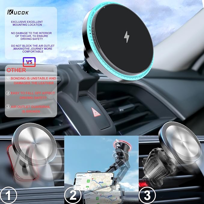 CR-V Magsafe Charger Mount,Exclusive Fit for Honda CR-V 2023-2025(Not for Accord&Civic),Fit for MagSafe iPhone 15/14/13/12/Mini Series, Air Vent CR-V Accessories Phone Holder