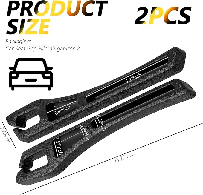 Junecarp 2PCS 2-in-1 Car Seat Gap Filler Organizer with Storage Slots,No Drop Car Gap Seat Filler for Storing Items,Universal in Between Cars Seats Catcher Cars Interior Accessories