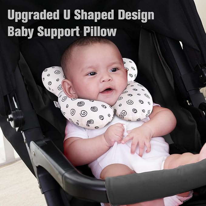 KAKIBLIN Baby Neck Pillow, Baby Head Pillow, Upgraded Travel Support Pillow for Carseat, Neck Support for Car Seat, Stroller, Pushchair (Snail)