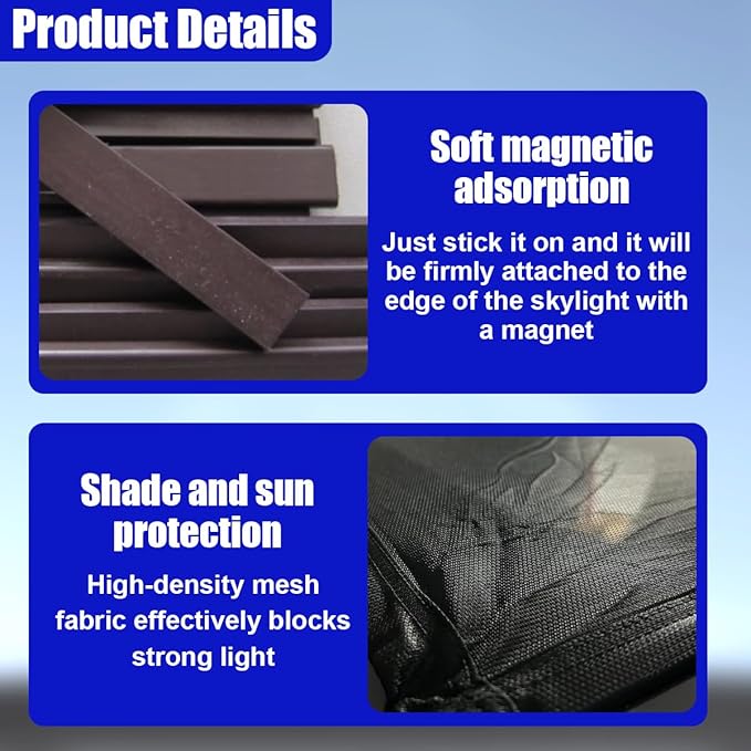 Magnetic Car Sunroof Sun Shade Breathable Mesh, UV Protection Auto Moonroof Screen Cover, Universal Quick Install Vehicle Window Mesh Bug Net Accessory for Camping, Parking (39.6 × 26.77 in)