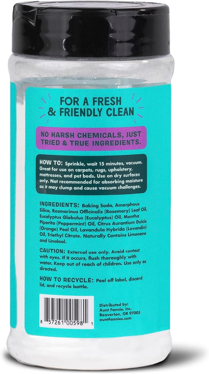 Aunt Fannie's Carpet Refresher & Deodorizer Powder, Multi-Purpose Rug, Carpet, and Upholstery Odor Eliminator for Homes with Cats and Dogs, Lavender Scent, 16 Oz (Pack of 6)