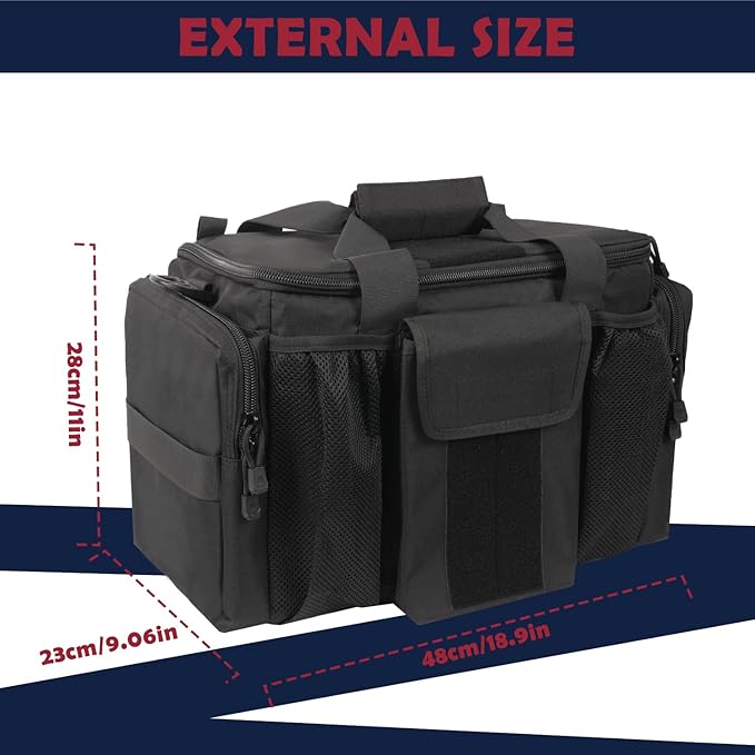 Law Enforcement Patrol Bag, Tactical Car Front Seat Organizer with MOLLE Webbing, Large Capacity Police Duty Gear Bag, Black