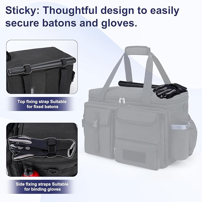 Patrol Bag Law Enforcement Police Gear Bag, Car Front Seat Organizer Tactical Officer Duty Bags, Police Car Accessories for Passenger Seat, Multiple Compartment Molle Webbing Removable Shoulder Strap