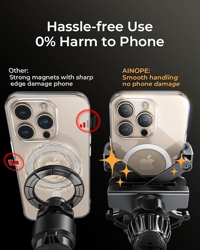 AINOPE Car Vent Phone Mount Holder for iPhone 17 Pro Max Car Mount [Drop-in Grip] Phone Holders for Your Car Air Vent Interior Accessories Gifts for Men for iPhone 17 Pro Max 16 15 14 Galaxy S26