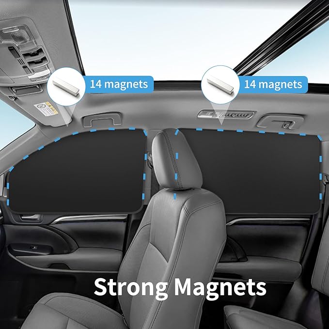 Car Curtains for Side Window - 2 Pcs Front Privacy Sun Shades Magnetic 100% Block Light Car Window Covers with Cooler Feeling (dexterous, front-2pcs)