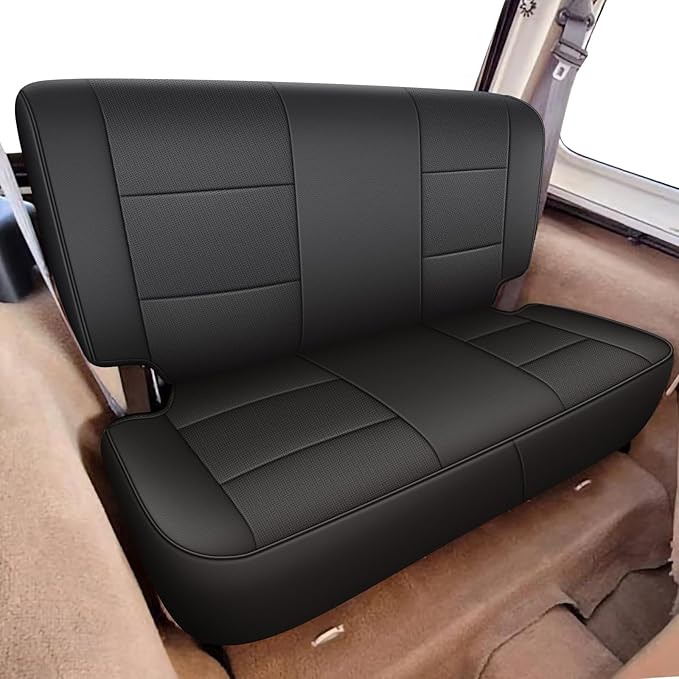 AOMSAZTO Custom Seat Covers for Jeep Wrangler: TJ 2003 2004 2005 2006 Unlimited 2004-2006 Leather Car Seats Cover Full Set Black