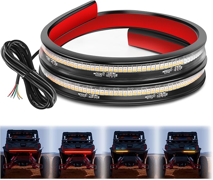 Nilight 30 Inch UTV Tailgate Light Strip 204 LED Red Running Brake Amber Turn Signals Lights Compatible with Polaris RZR Kawasaki Pioneer Can Am Golf Cart Off-Road Truck Trailer