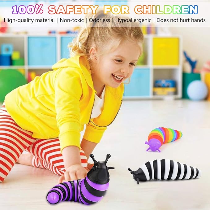 Cevioce Fidget Slug Toy 3Pcs Autism Sensory Toys for Autistic Children Airplane Car Travel Essential Toys Gifts for Kids Toddlers Girls Boys Slug Fidget Toys for Kid Adult Easter Basket Stuffers