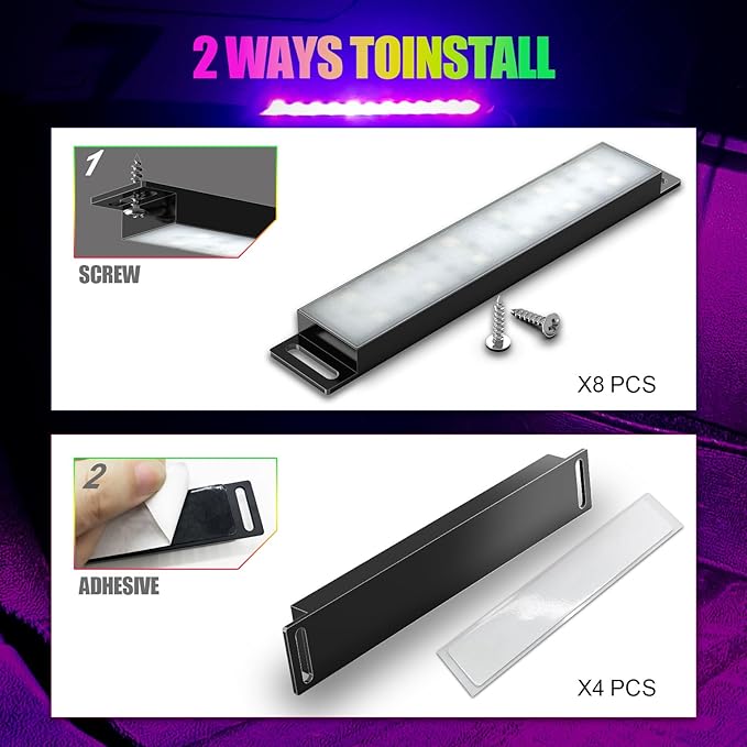 Yilaie Car Lights Interior, Multcolor RGB Interior Lights with APP Control and Music Sync, USB Under Dash Lighting Kit with Charger Dc 5v, Car Accessories for Women