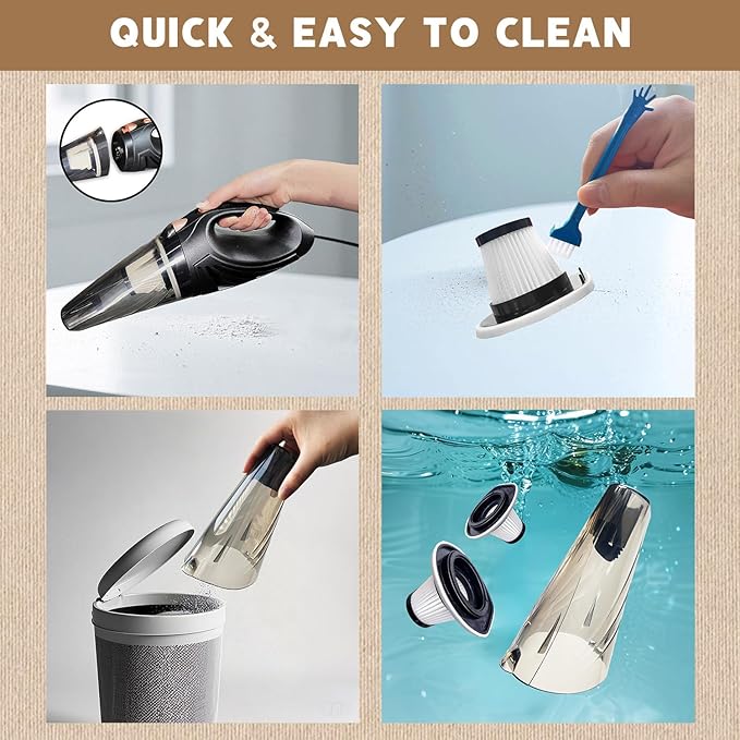 Car Vacuum, Portable Handheld Vacuum Cleaner with 16ft Cord, HEPA Filter, & Attachments – Compact Vacuum for Car, RV, Boats & Travel – Strong Suction for Quick Clean-ups