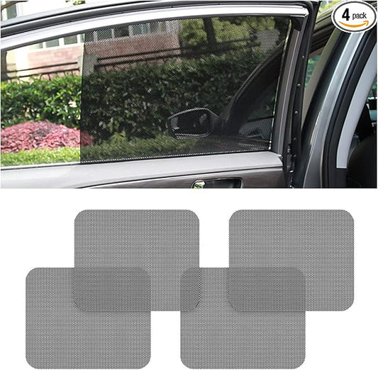 Car Side Window Sunshade, 4 PCS Static Cling Films Stickers Sun Shade UV Rays Privacy Protector, Reuseable Washable Sun Shade for Most Cars, Vhicles, SUV