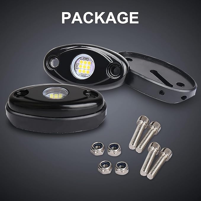 White Rock Light 12pods 6000k Pure White Led Rocks Lights kit Ip68 Waterproof 47inch Extension Wires for ATV Rv Utv SUV Offroad Pickup Trucks Golf Boat Cars Trailer Fender Underglow Lighting (White)